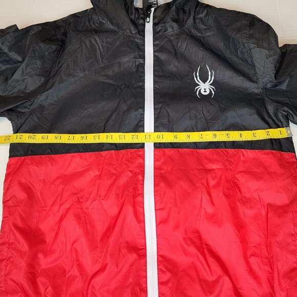 SPYDER Windbreaker Jacket Men M Red Black ColorBlock Outdoors Full zip Hooded - Picture 9 of 13
